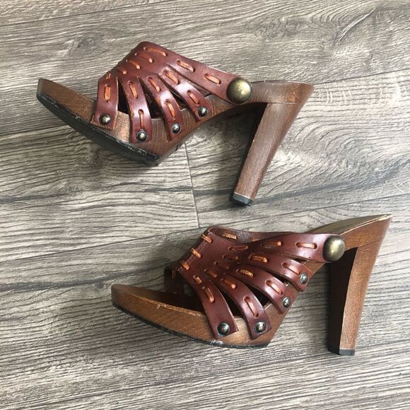 Dolce & Gabbana Vintage Wood Leather Platform sandal - Picture 7 of 14